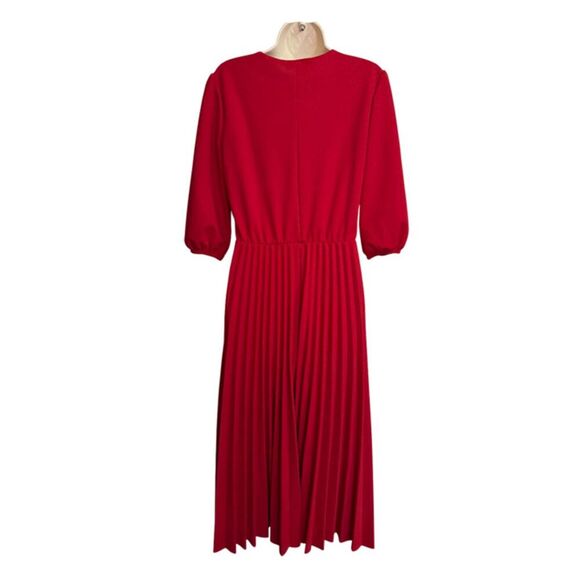 Elizabeth & Nicole Red Accordion Pleated Midi Dress Size L - Picture 6 of 14